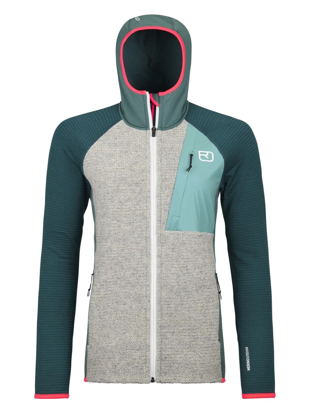 Ortovox Fleece Classic GP Knit Hoodie W Size M Green/Grey Retail $450 EUC